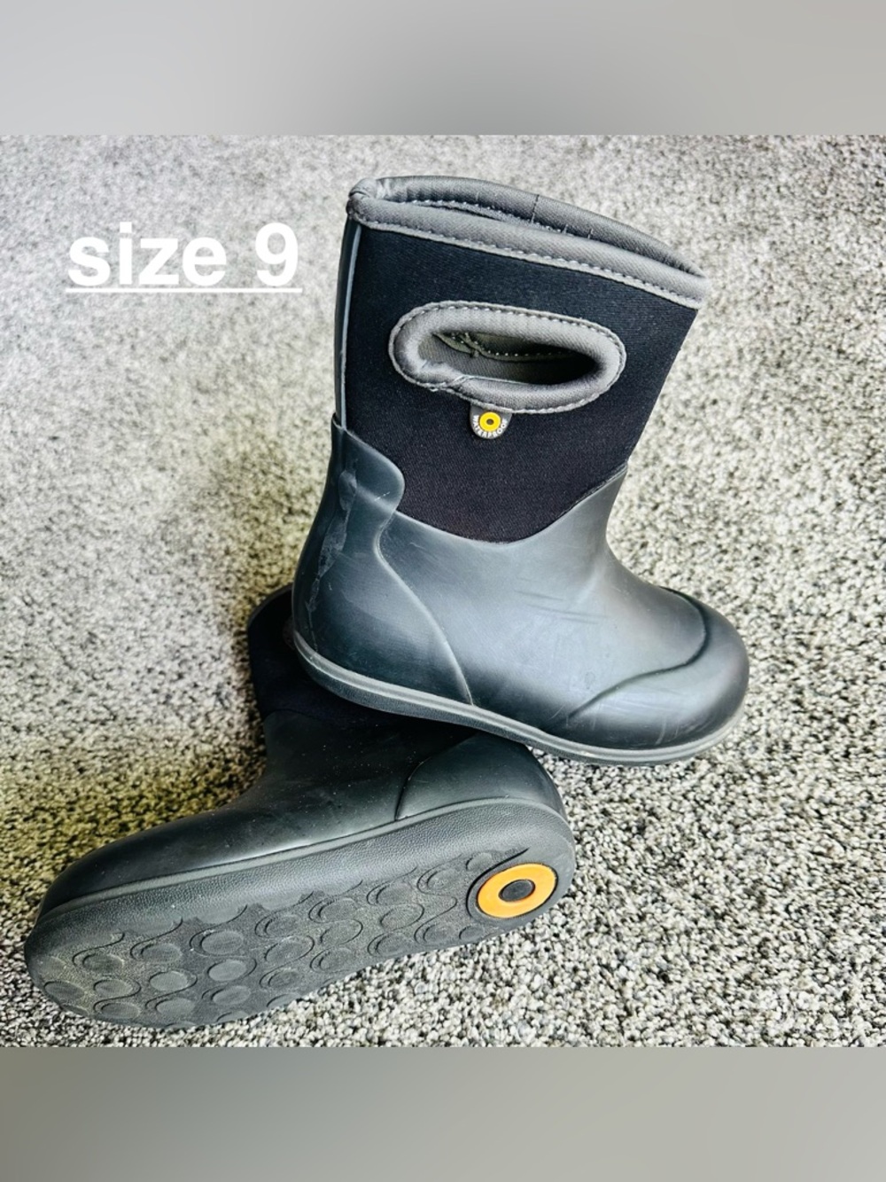 Bogs Kids Black Waterproof Pull-On Rain & Snow Boots
